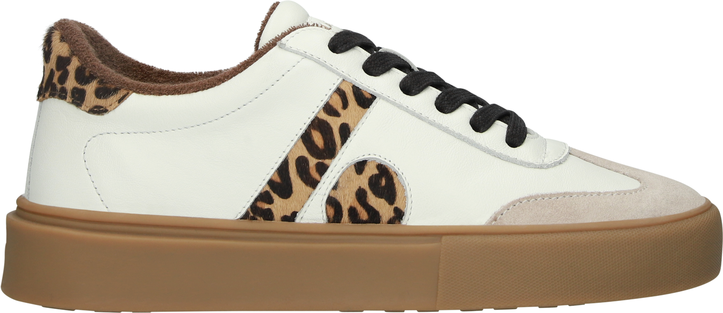 BLACKSTONE white/leopard print leather sneaker