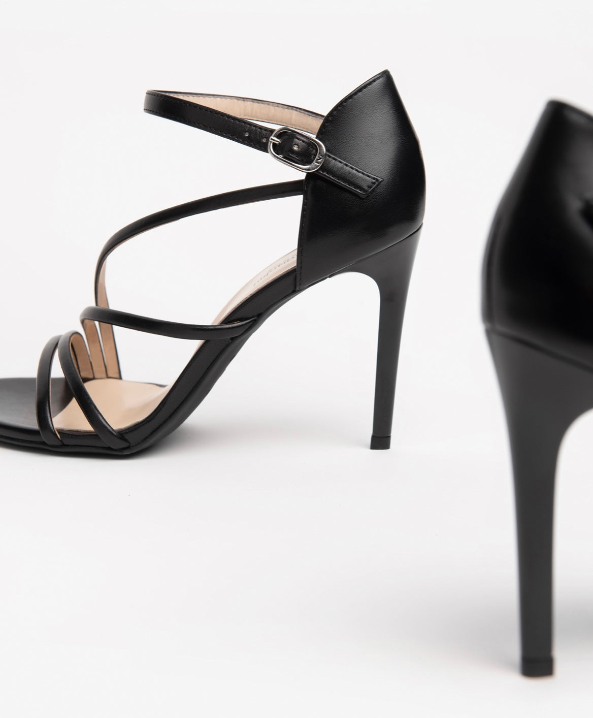 Nerogiardini black leather stiletto sandals