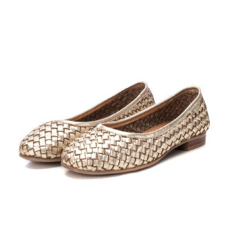 Carmela gold leather ballerina shoes
