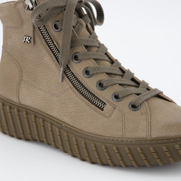 Paul Green taupe leather high top sneakers