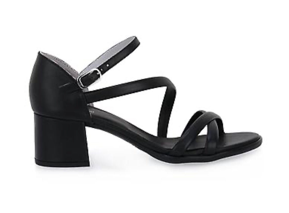 NeroGiardini black leather block heel sandals