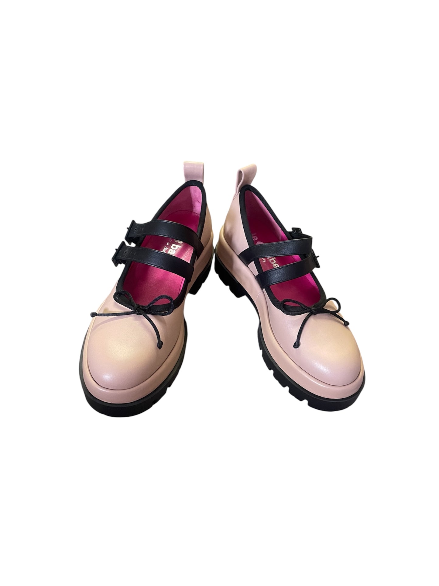 Le babe pink leather chunky heel shoes
