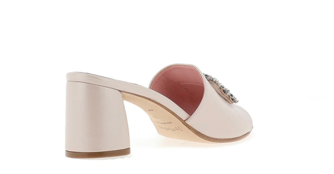 Le babe champagne leather heeled mules