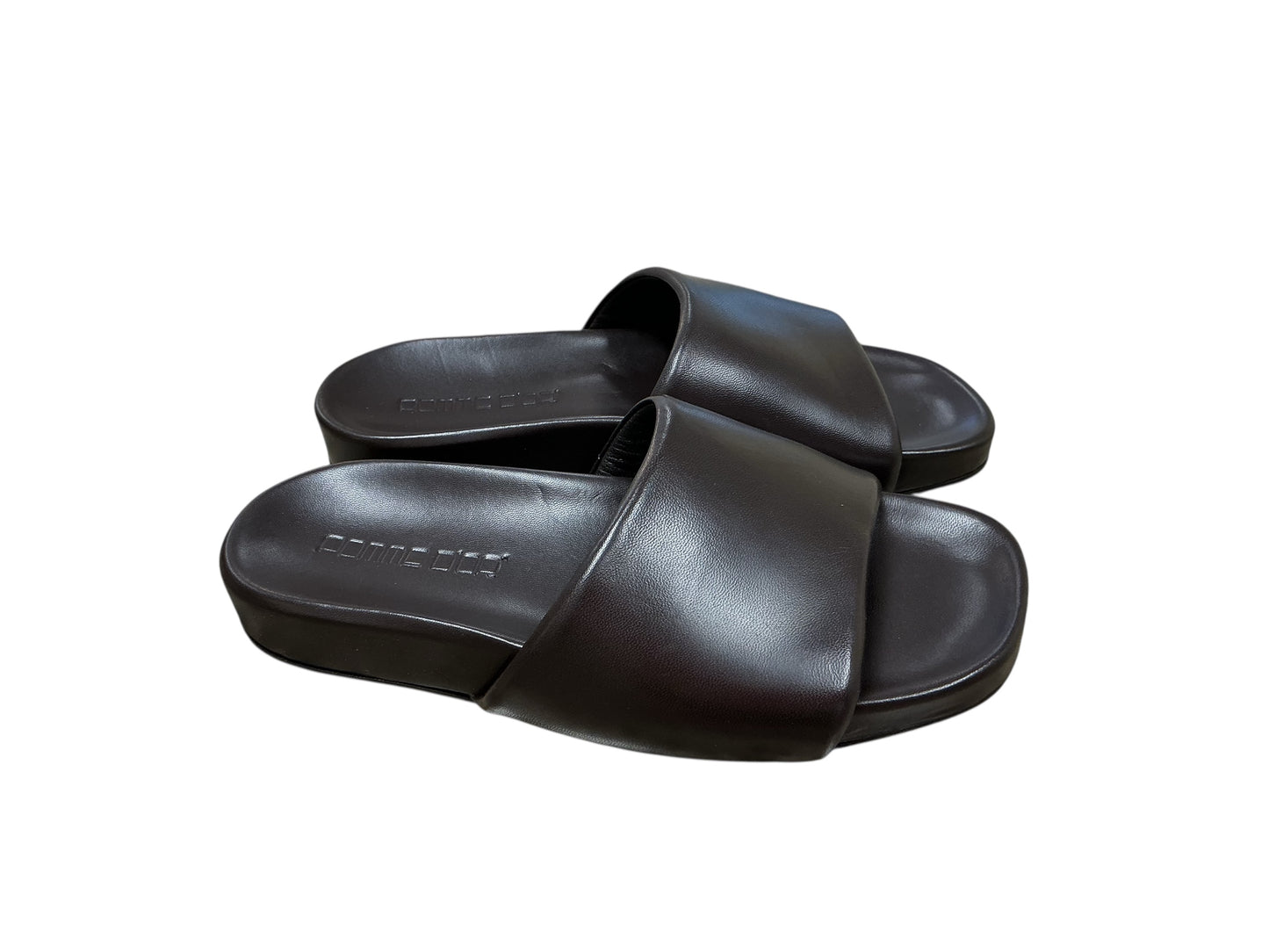Pomme D’or chocolate brown leather slides