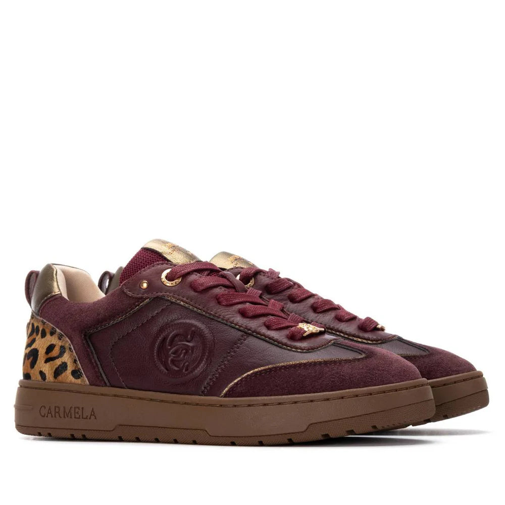 Carmela burgundy leather and suede sneakers