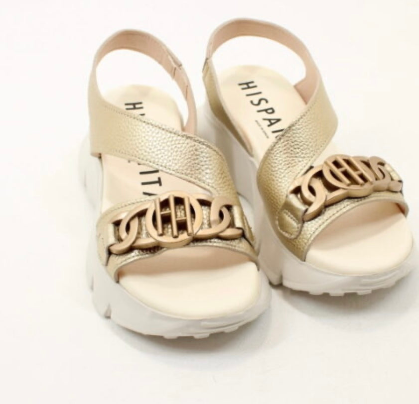 Hispanitas gold leather platform sandals
