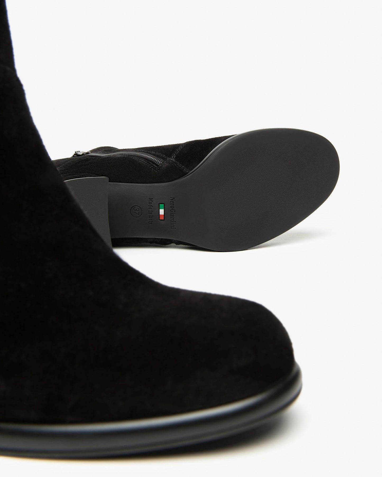 NeroGiardini black suede and fabric ankle boots