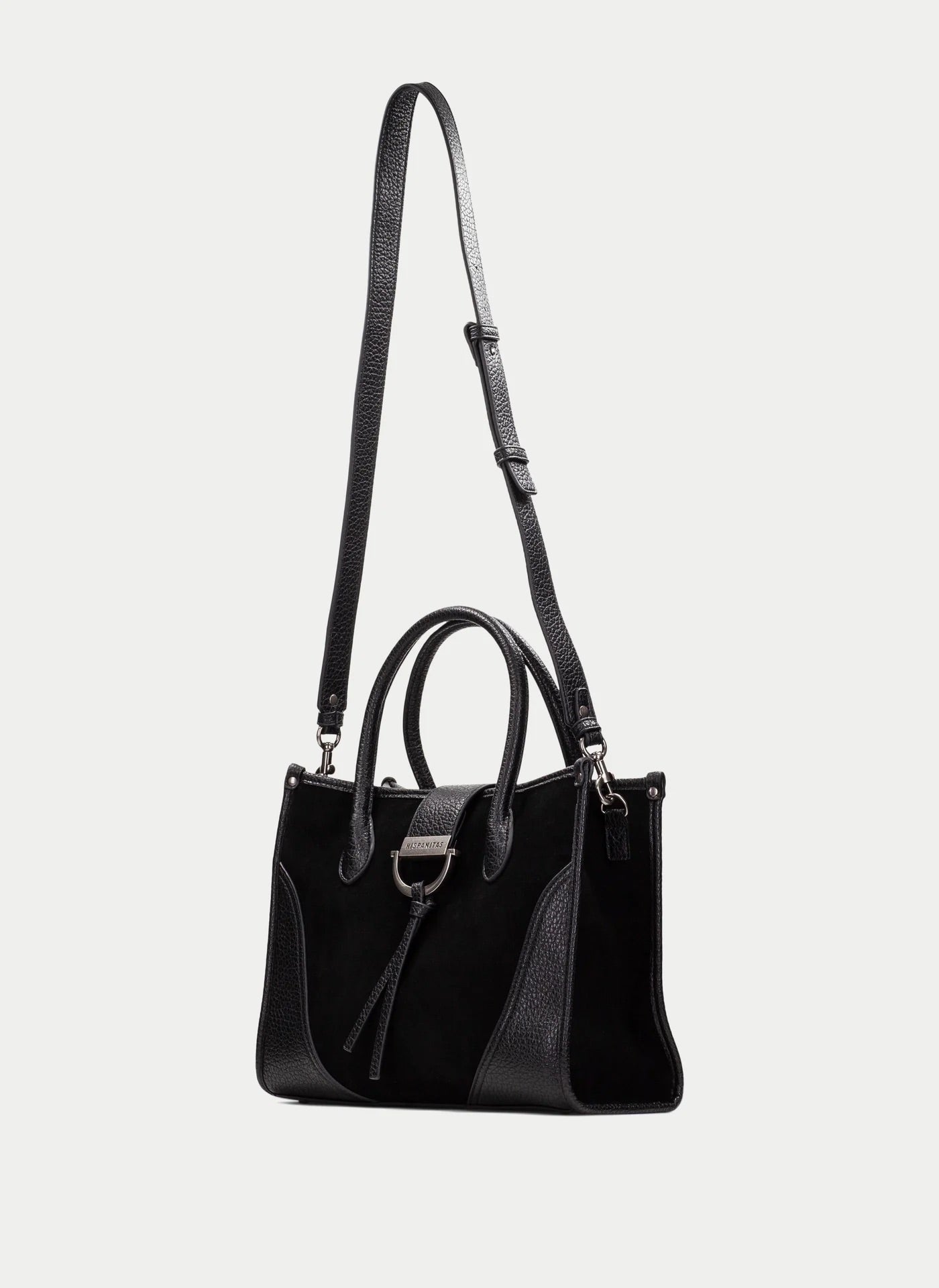Hispanitas black suede and leather tote bag