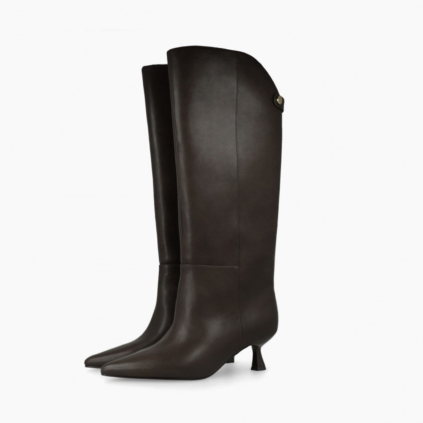 Lodi brown leather knee high boots