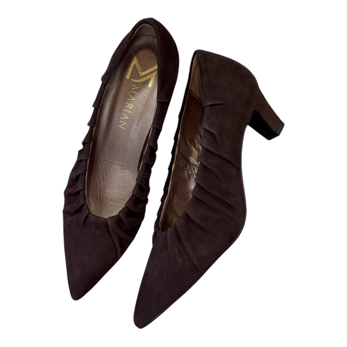 Marian brown suede court shoes