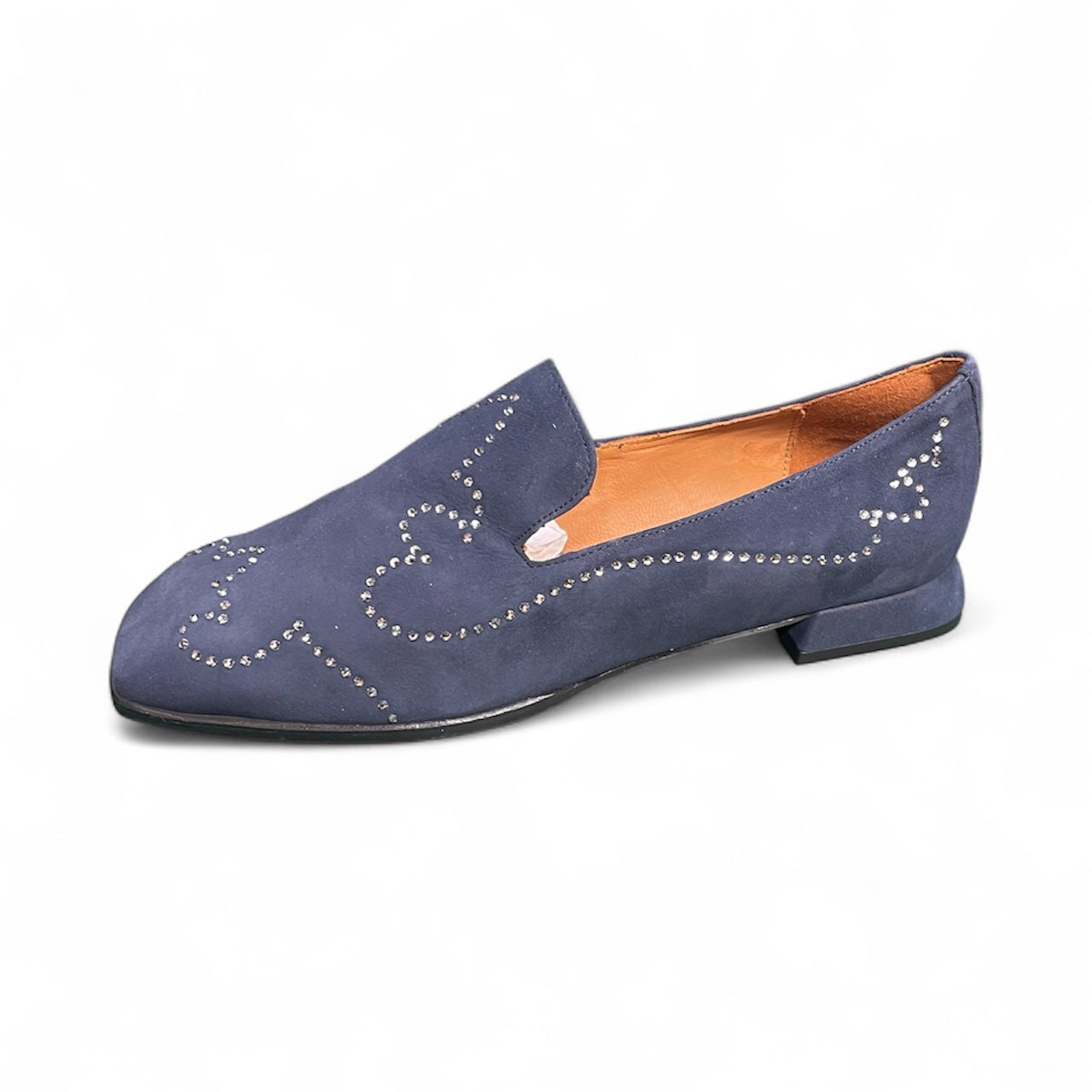 Marian navy suede loafer with silver sparkle