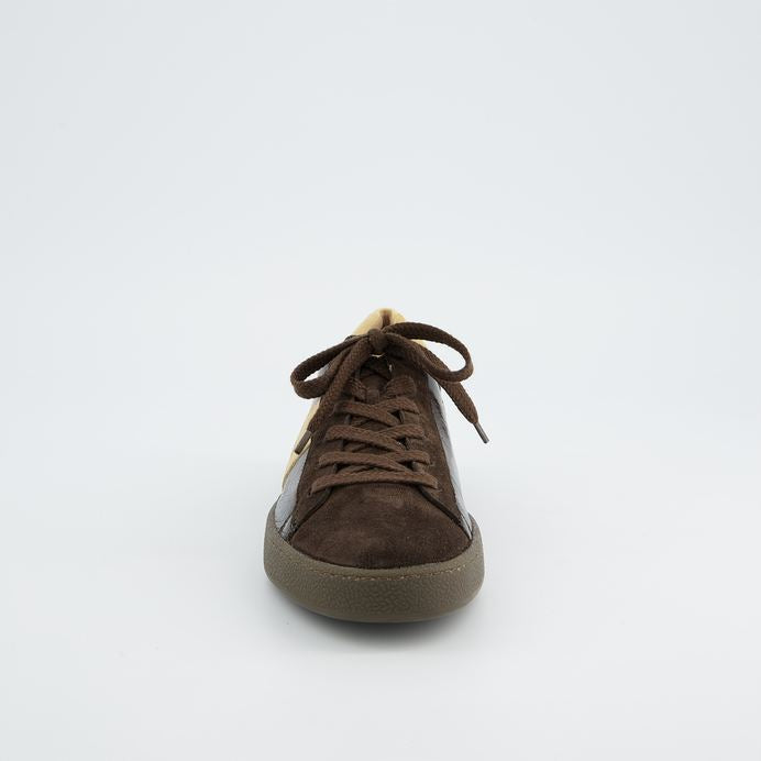 Paul Green brown patent leather and suede sneakers