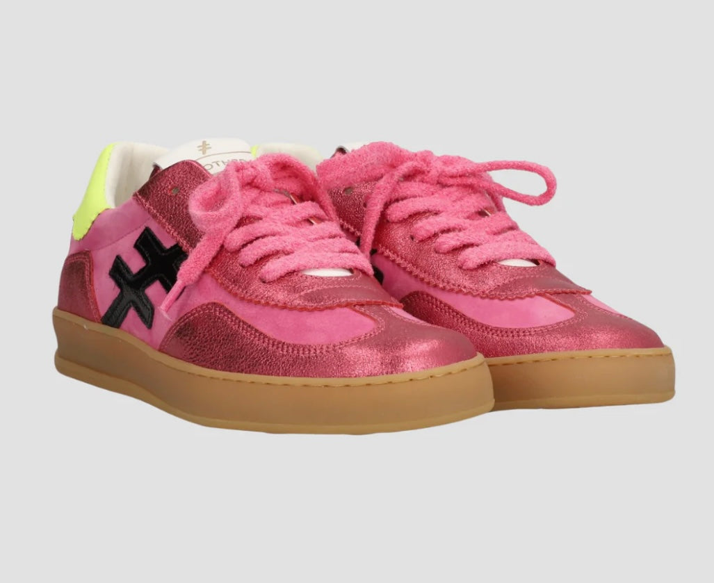 Another Trend Carmesi Pink & Pink Sparkle Trainers with Neon Heel