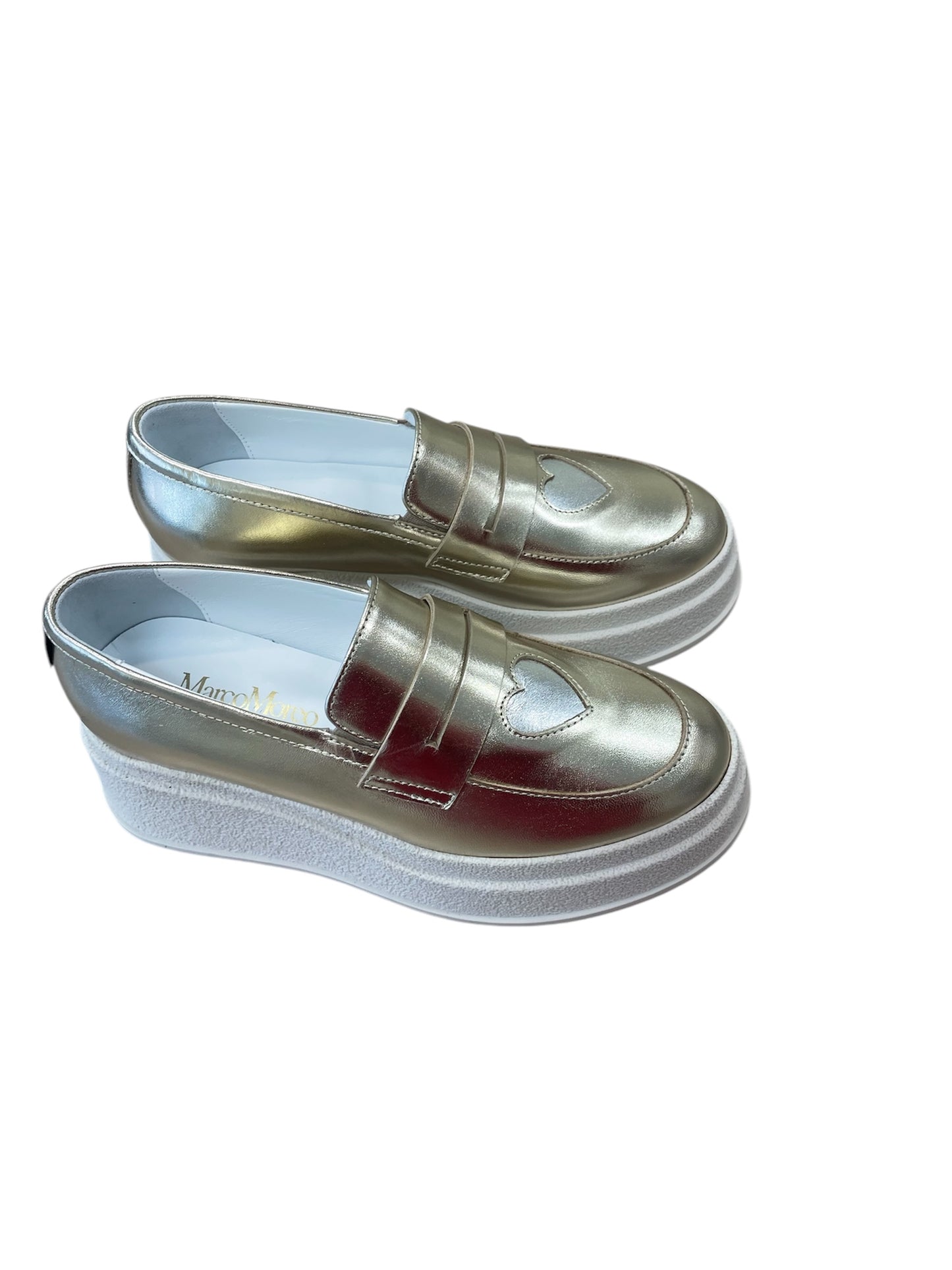 Marco moreo gold leather platform loafers