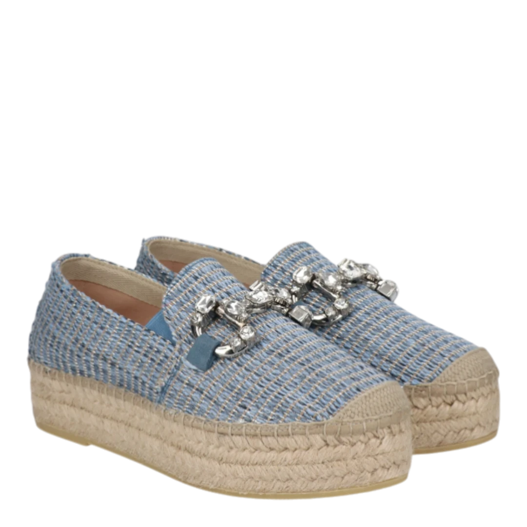 Viguera denim blue woven espadrille loafer