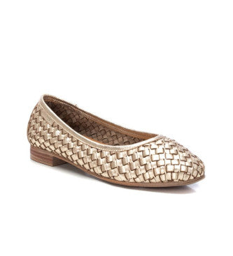 Carmela gold leather ballerina shoes