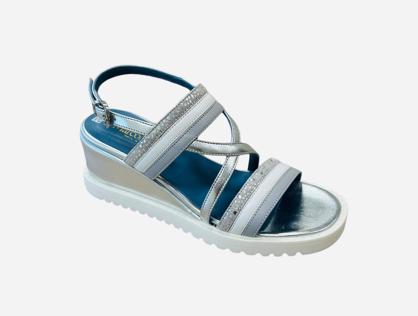 MarcoMoreo silver and grey wedge sandal