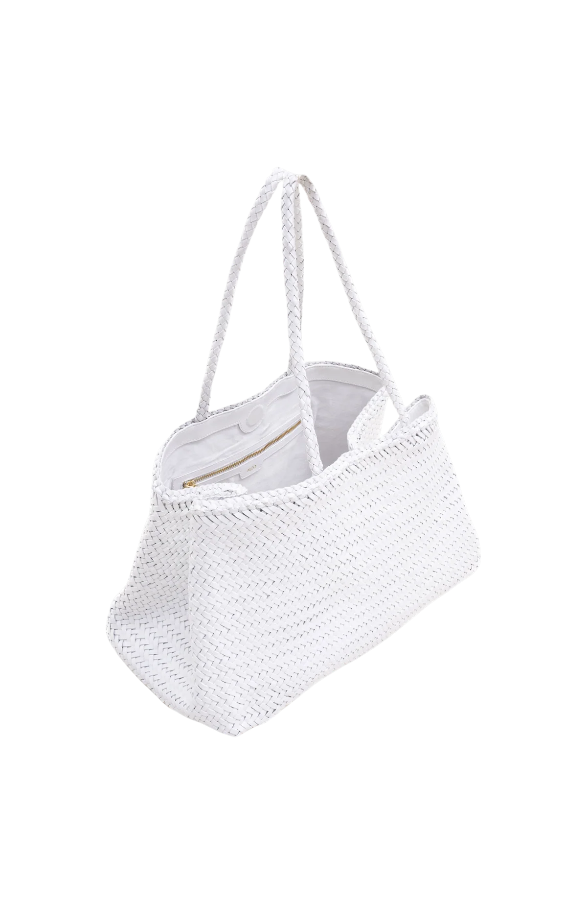 ALẼO Ivory woven leather shopper - Melissakshoes