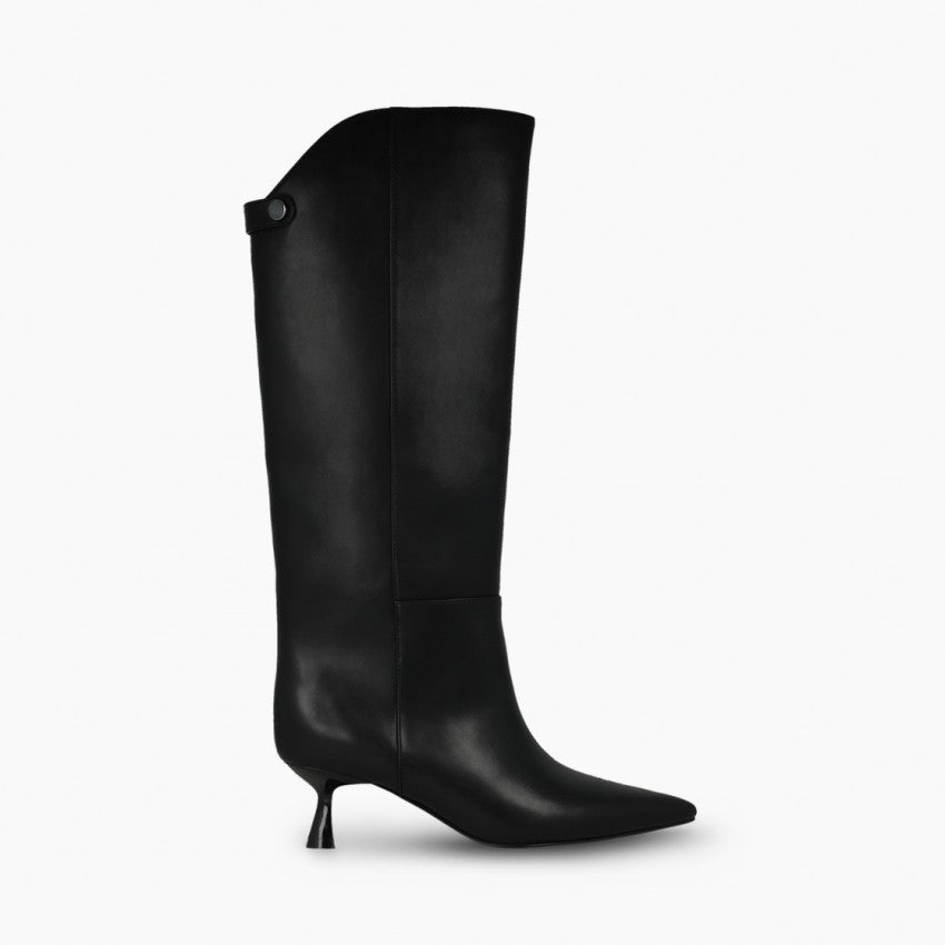 Lodi black leather knee high boots