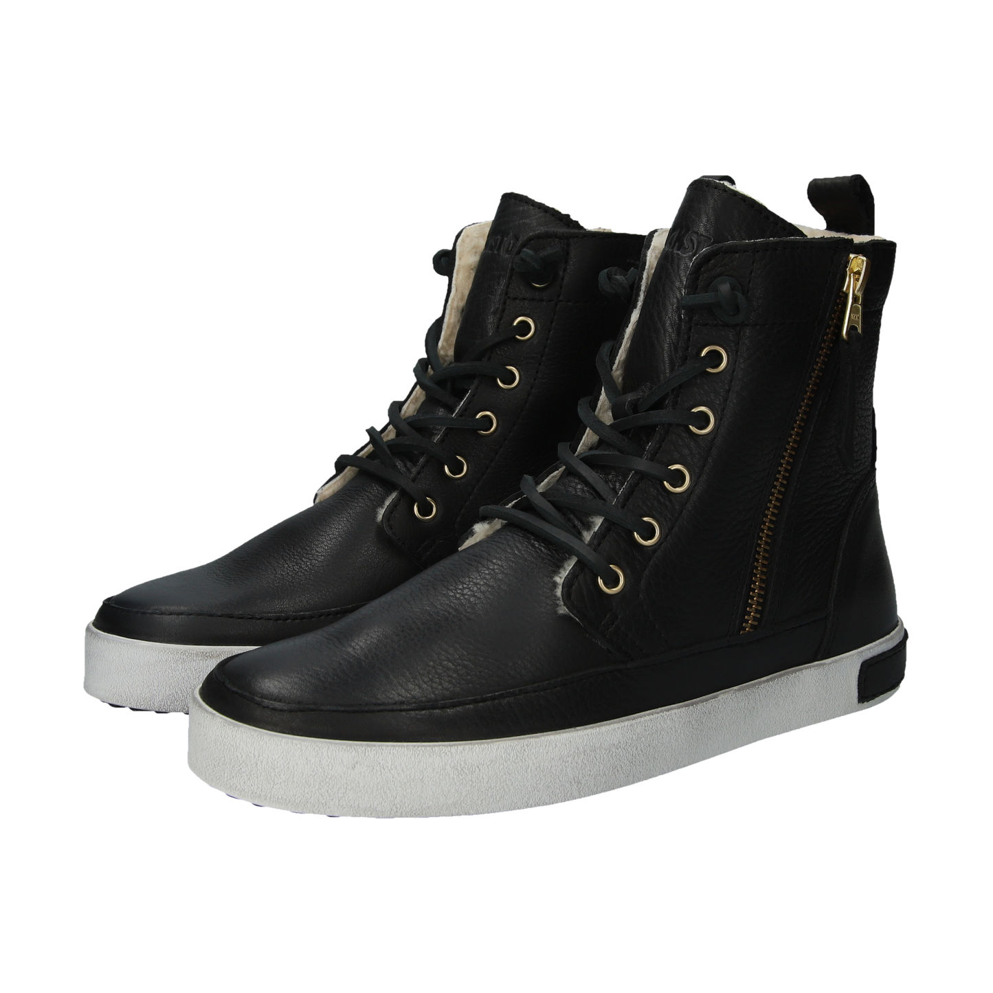 Blackstone leather hightop sneakers with side zipper