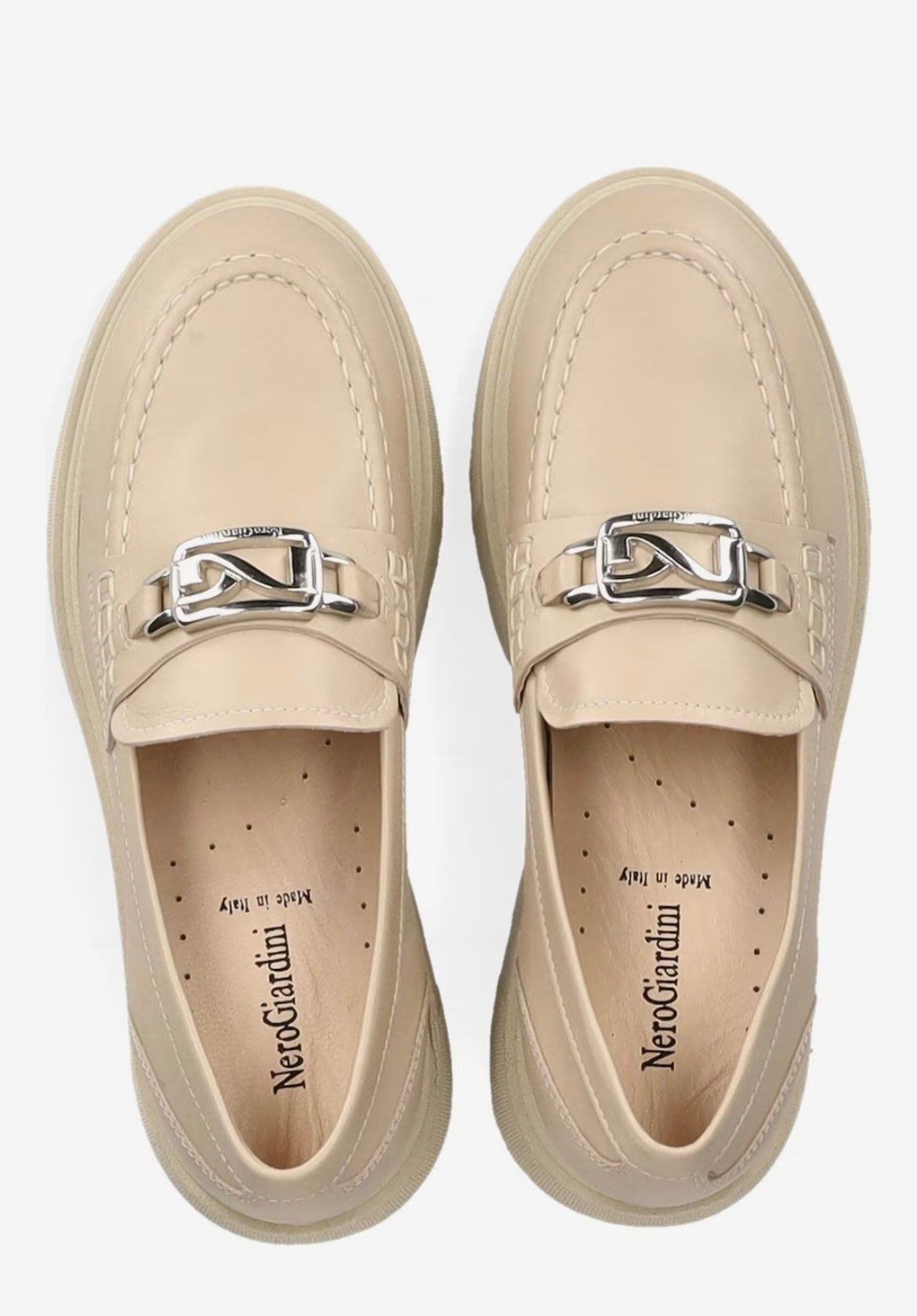 NeroGiardini cream leather loafers