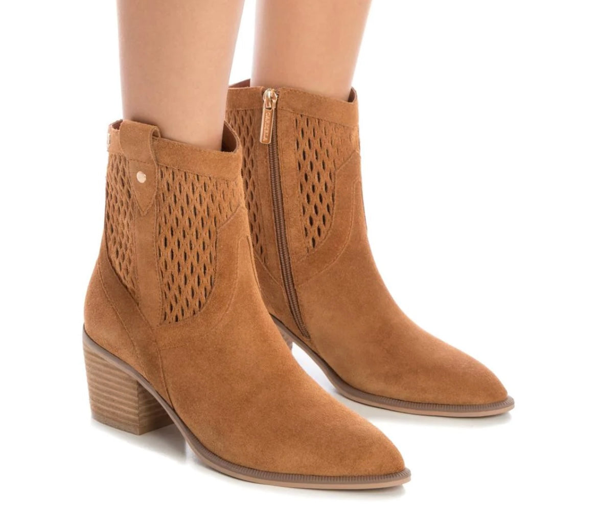 Carmela tan suede western ankle boot