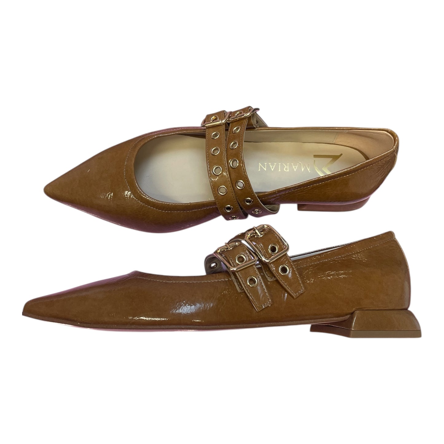 Marian camel patent leather Mary Jane shoes
