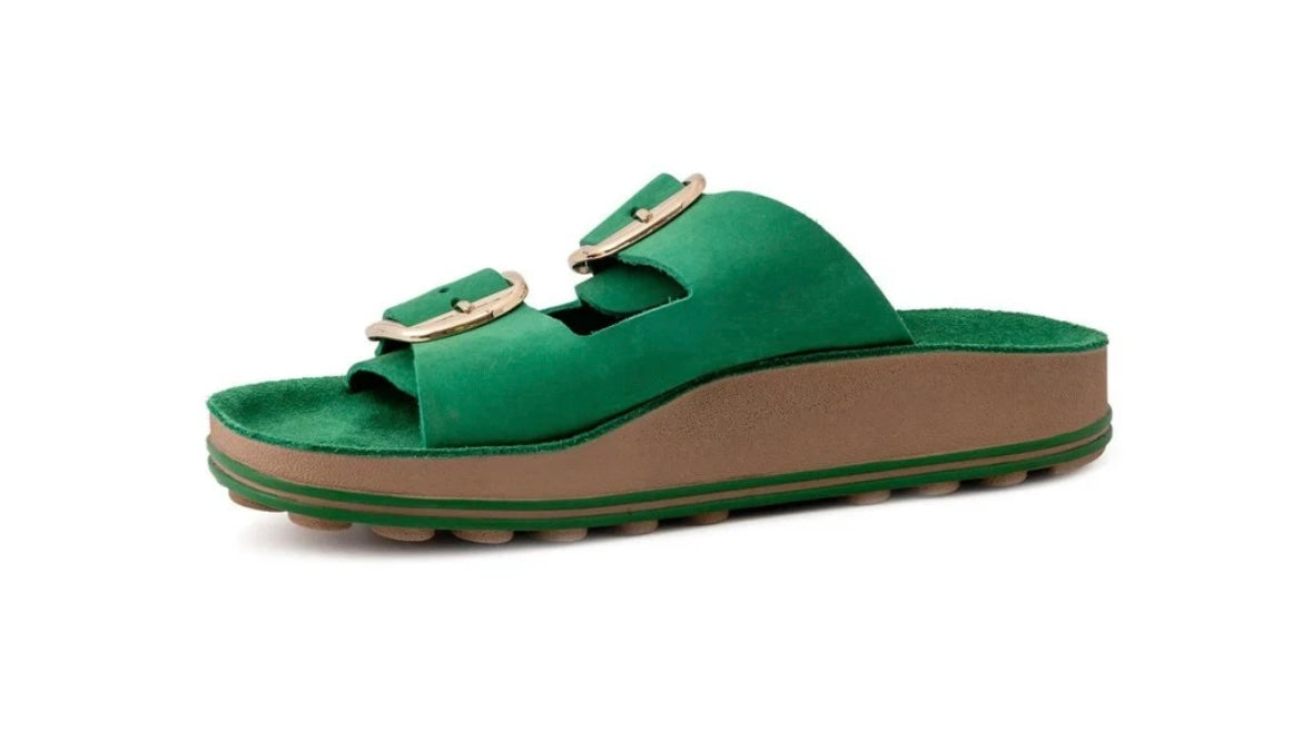 Fantasy green slip on sandals