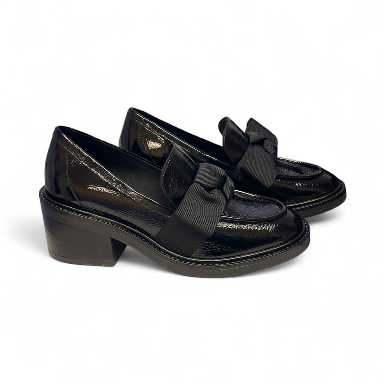 Lodi black patent leather moccasins