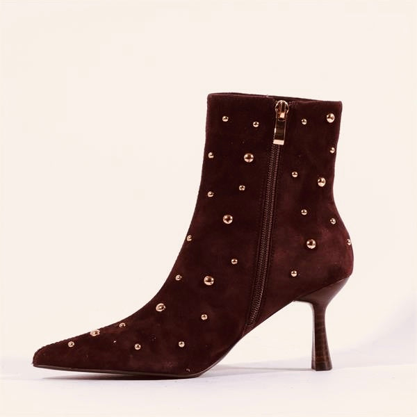 Pedro Anton brown studded suede ankle boots