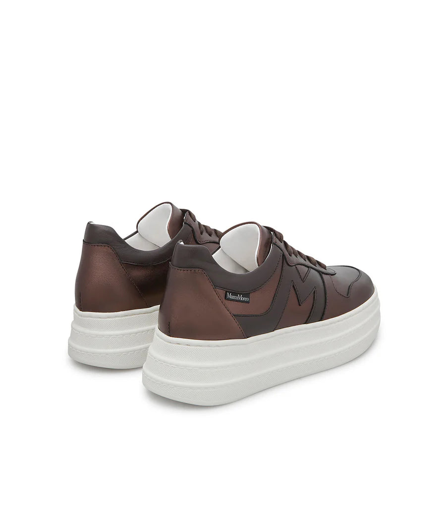 Marco Moreo brown metallic platform sneakers