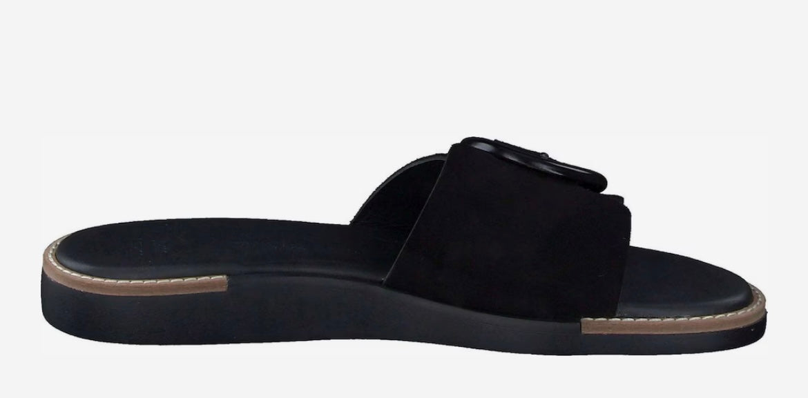 Paul Green black suede leather mules