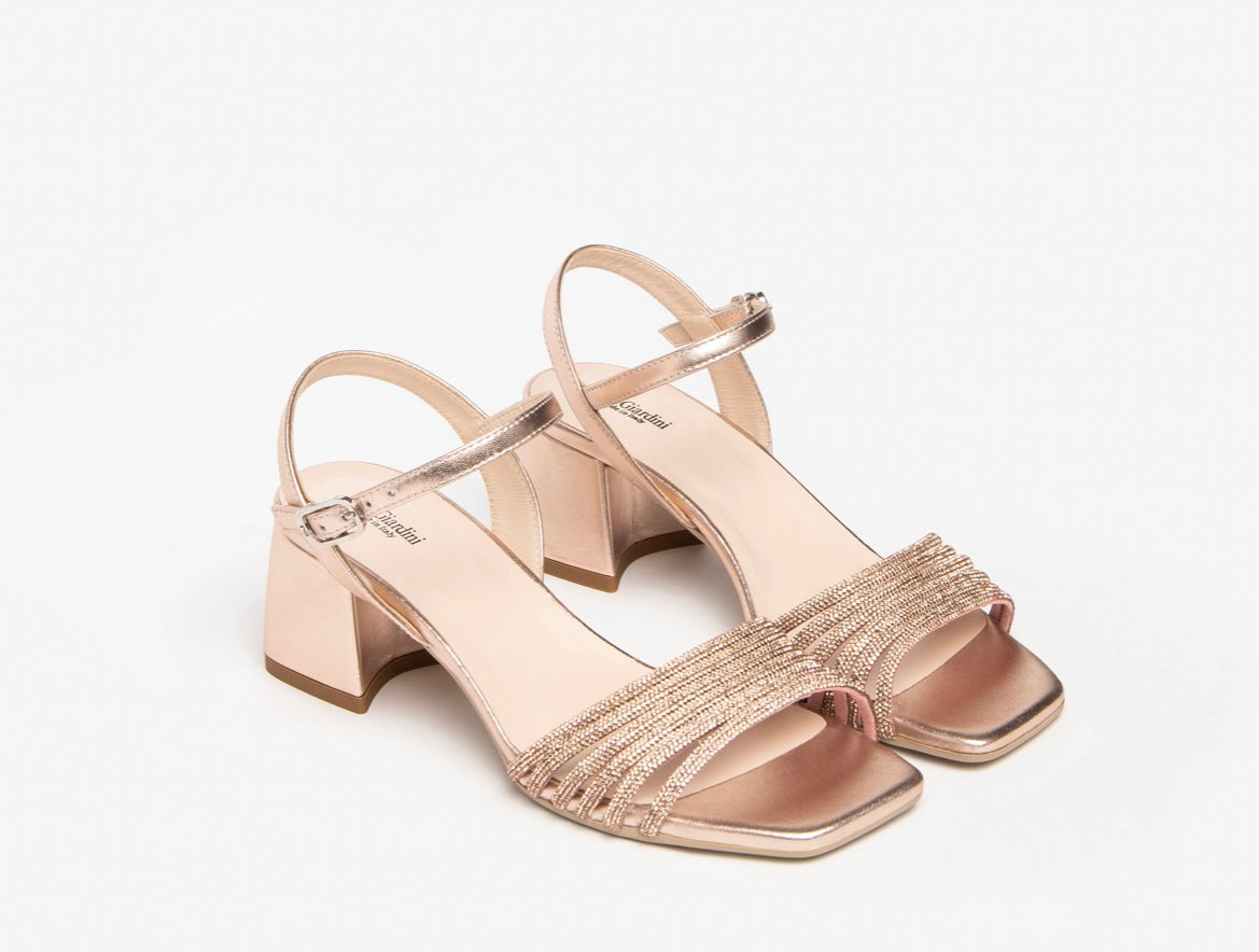 Nerogiardini rose gold leather sandals