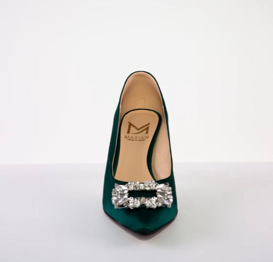 Marian dark green satin shoes