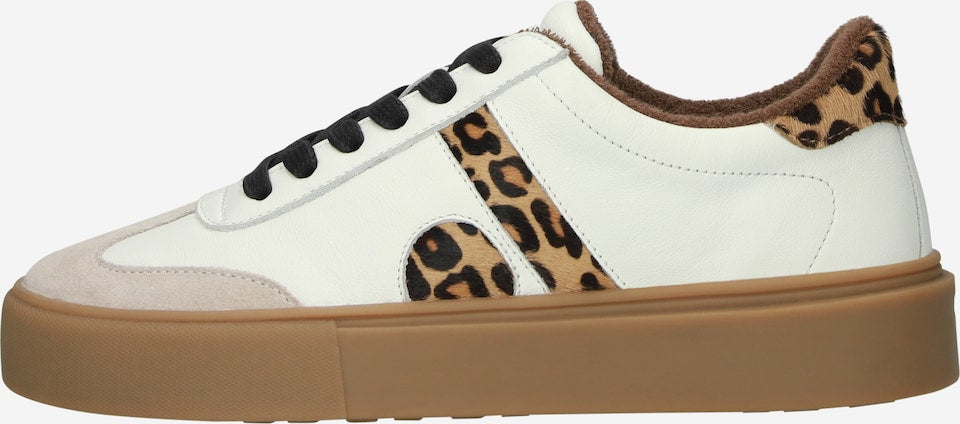 Blackstone white leather and leopard print sneakers