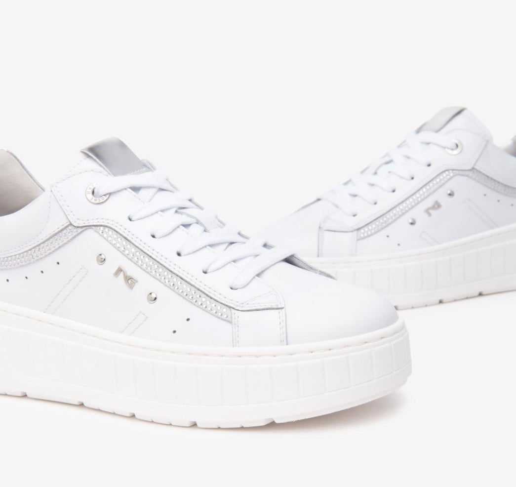 NeroGiardini white leather platform sneakers