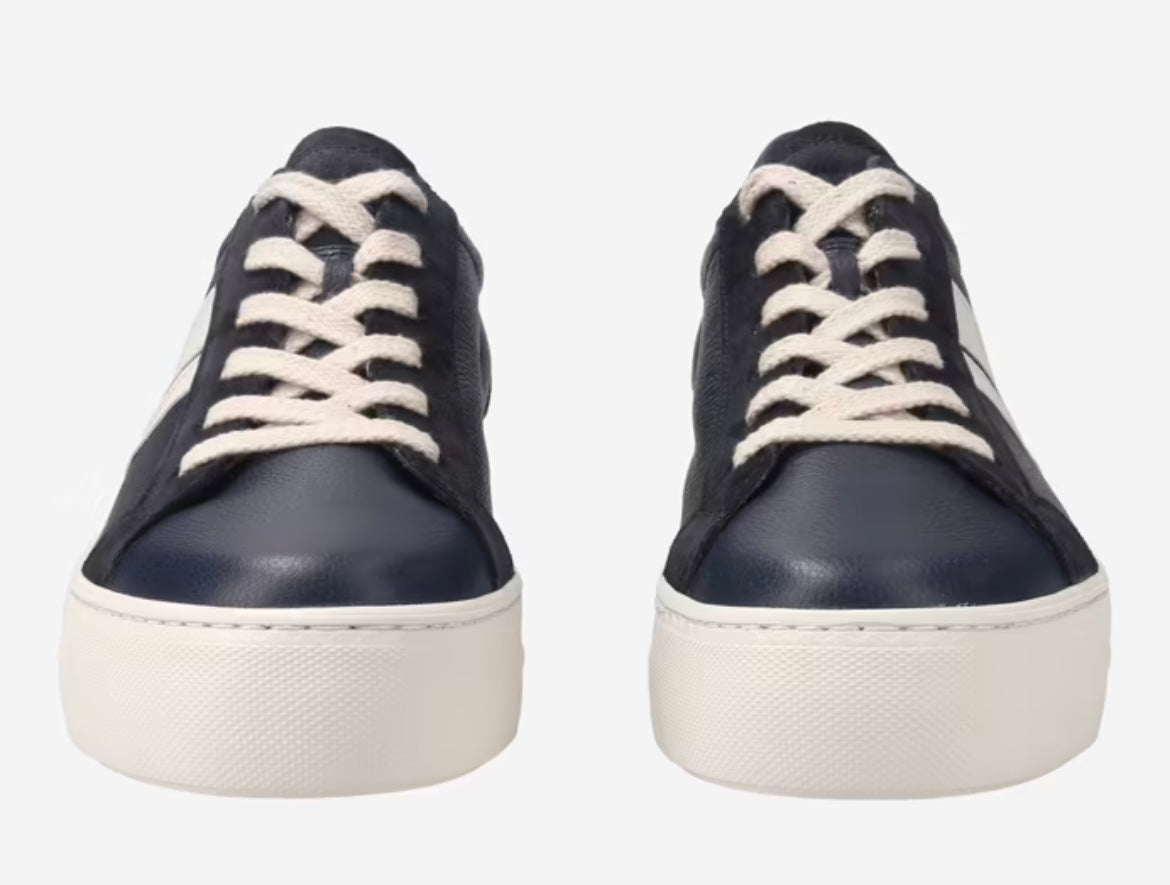 Paul Green Navy leather and suede platform sneakers