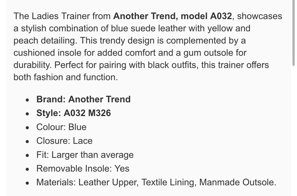 Another trend blue suede leather with peach and yellow detail