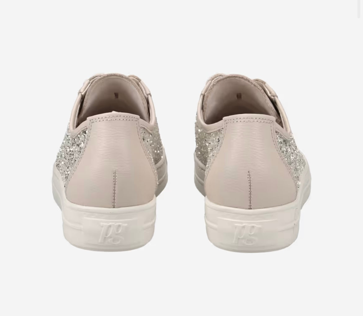 Paul green biscuit leather and gold glitter sneaker