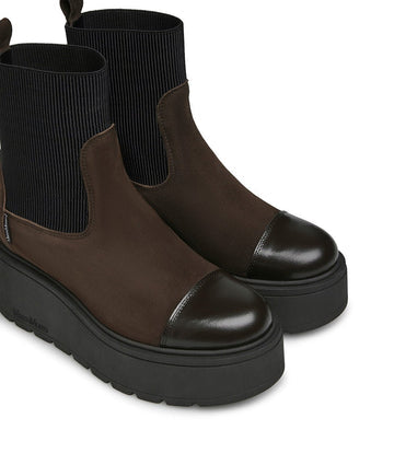 MarcoMoreo brown suede platform wedge boot