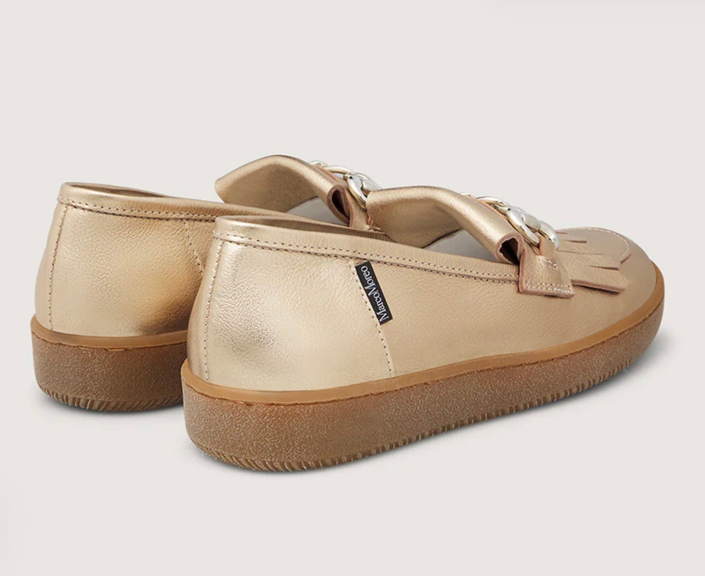 Marco Moreo gold Leather Loafer with silver Accent