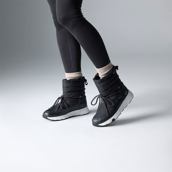 tenhaag black waterproof lace up winter boots