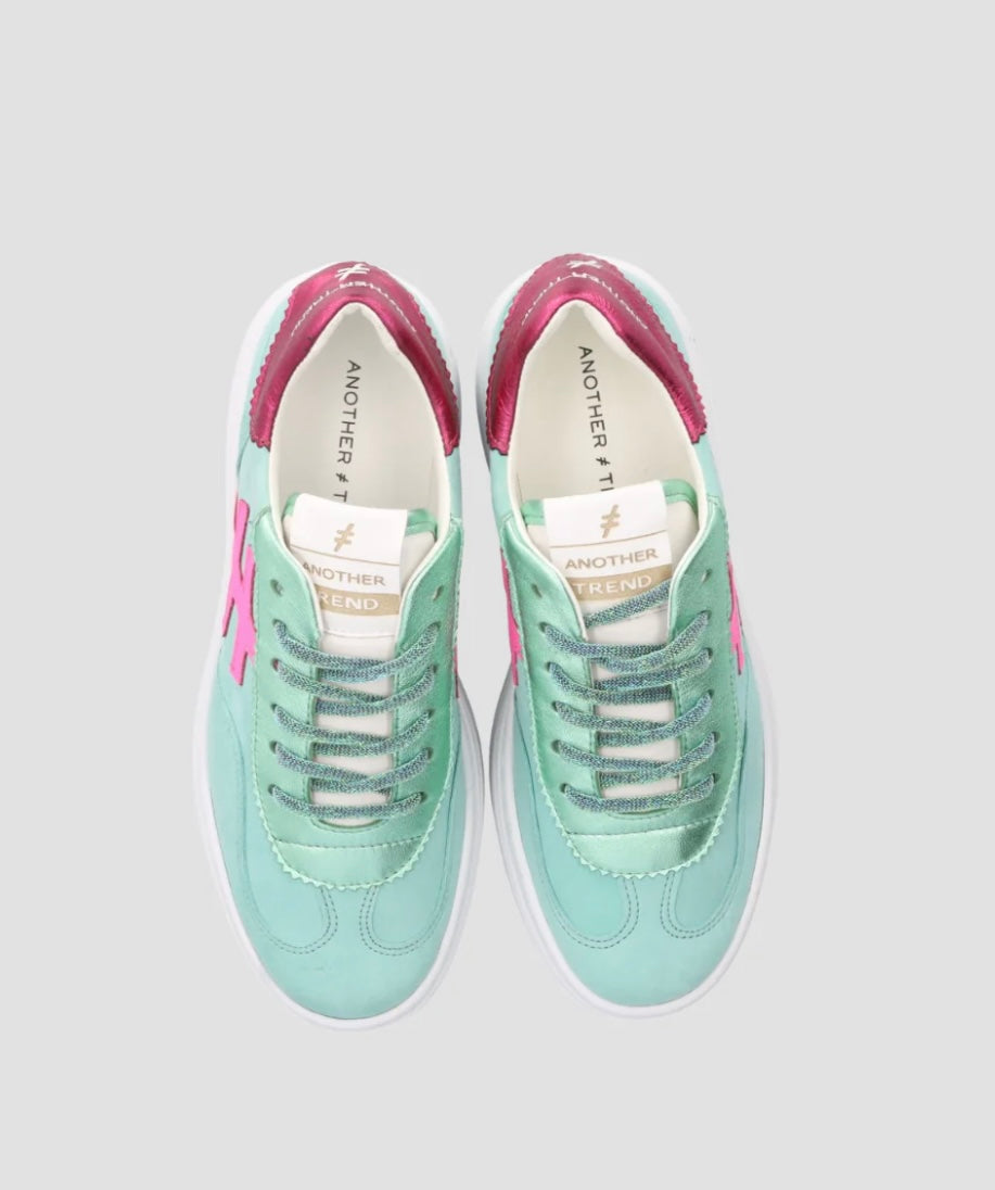 ANOTHER TREND mint green and pink platform sneakers
