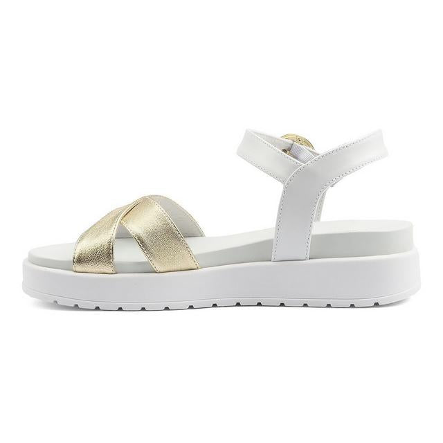 NeroGiardini white leather and gold sandals