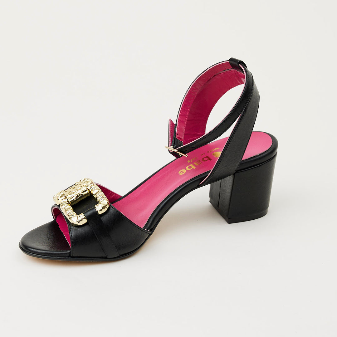 Le babe black leather sandals
