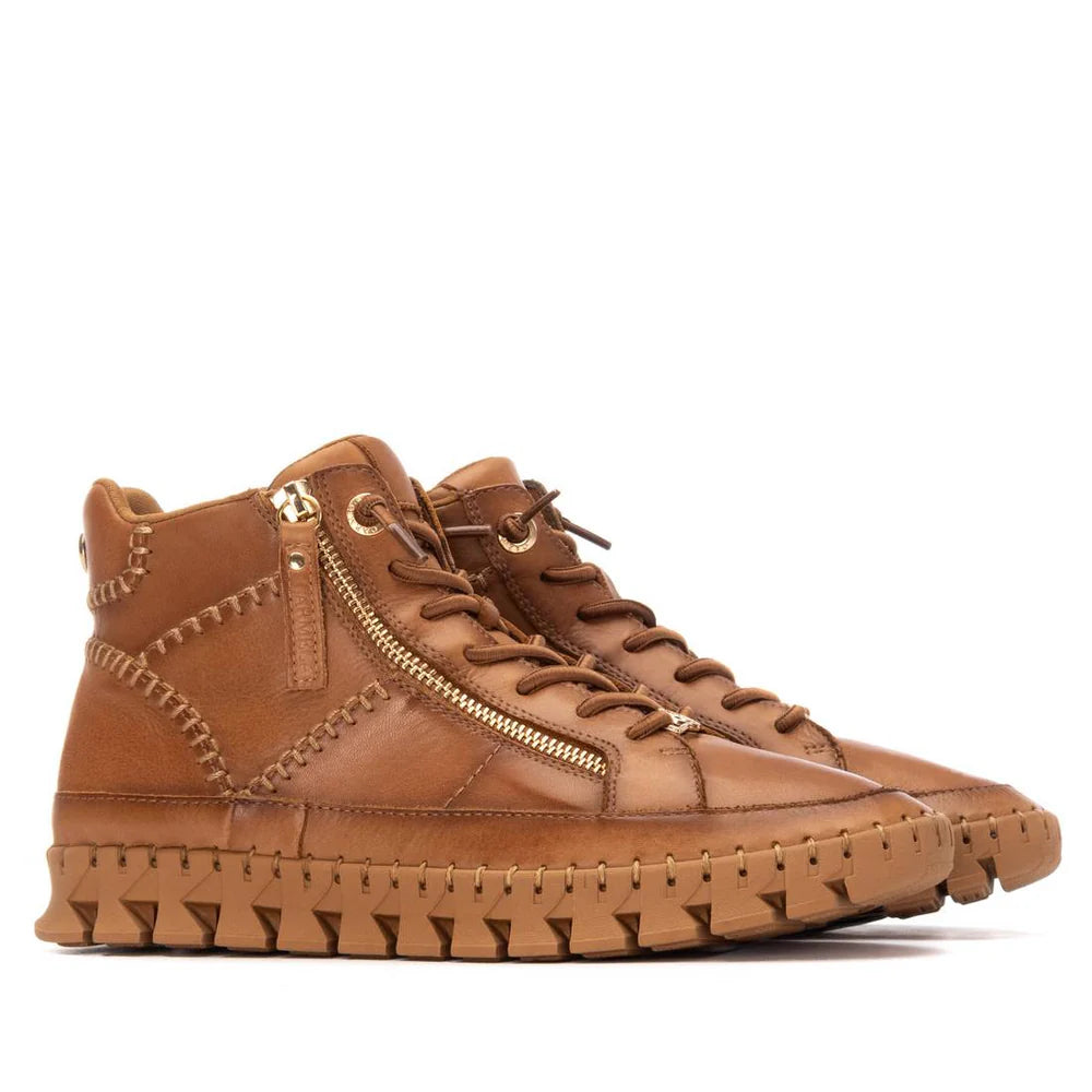 Carmela tan soft leather ankle boot (high top)