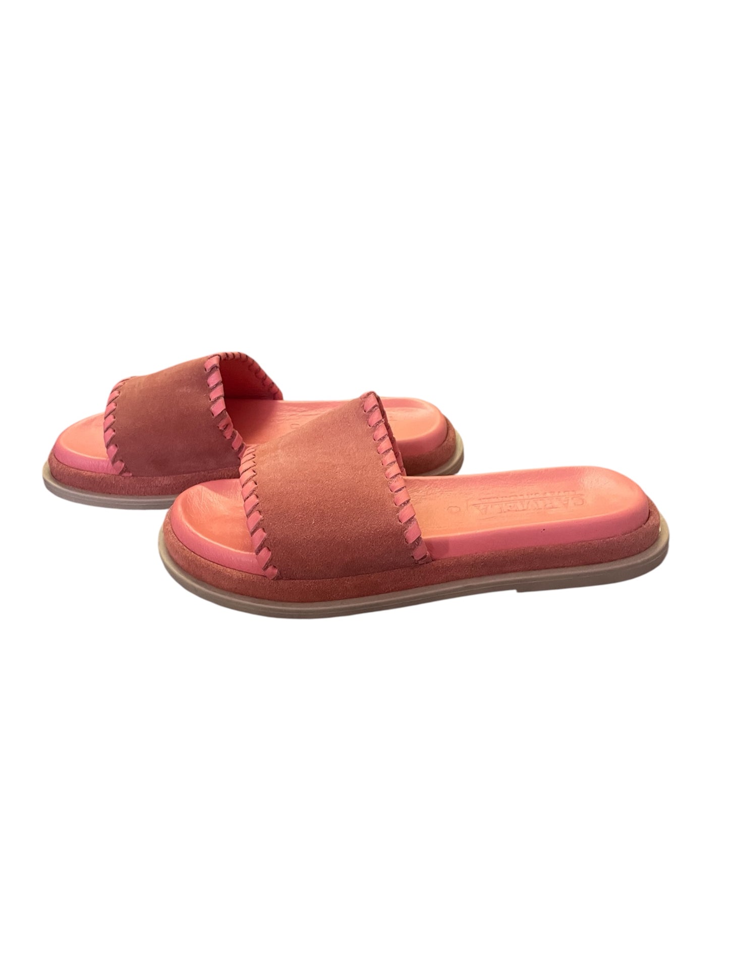 Carmela coral suede and leather mule sandals