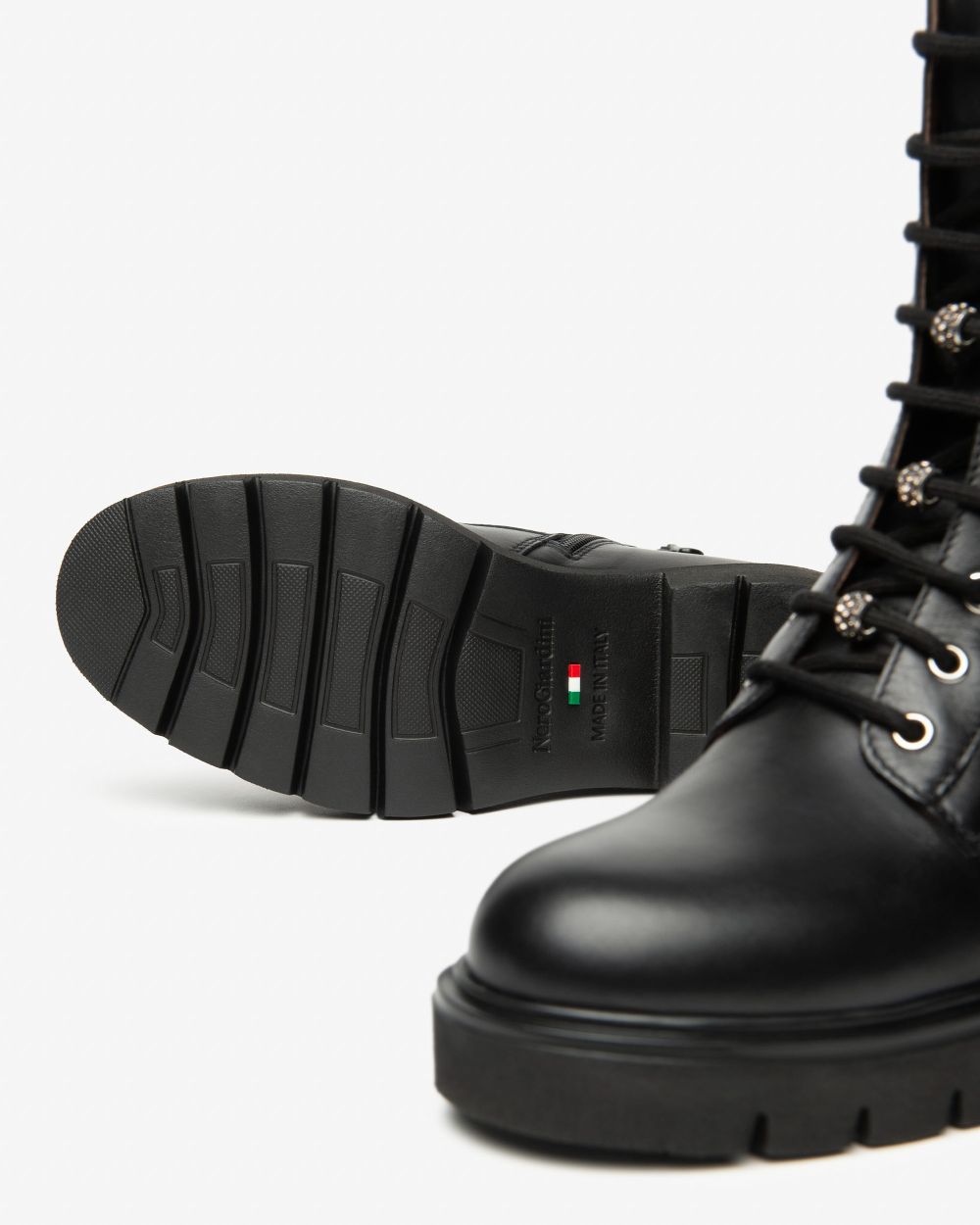 NeroGiardini black leather combat boots
