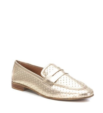 Carmela gold leather loafers