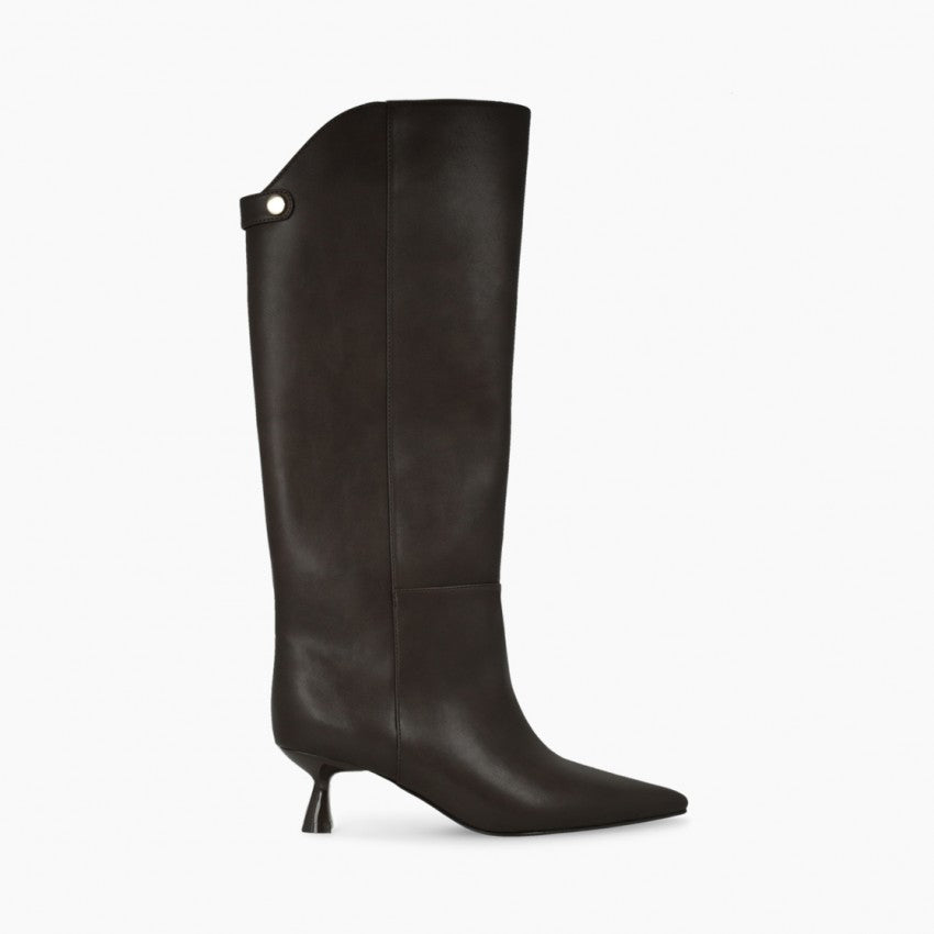 Lodi brown leather knee high boots